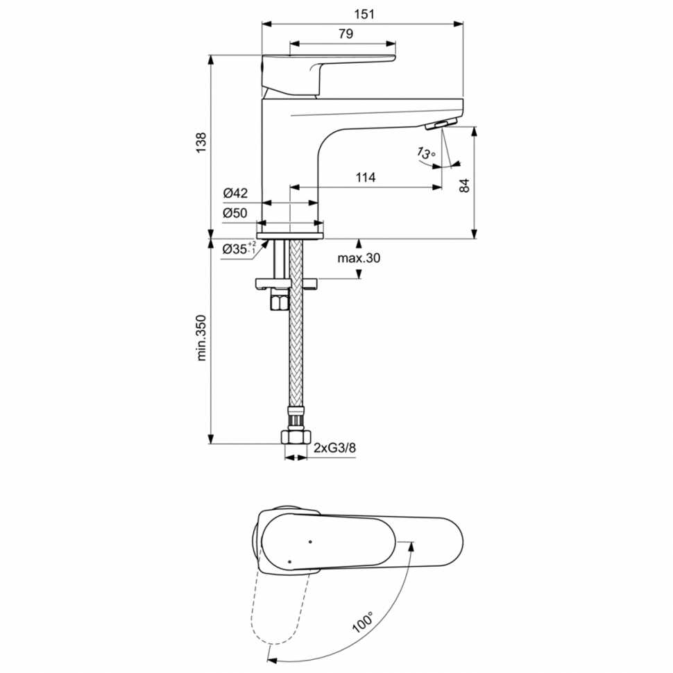 картинка Смеситель для раковины Ideal Standard CERAFINE MODEL O BC697AA 