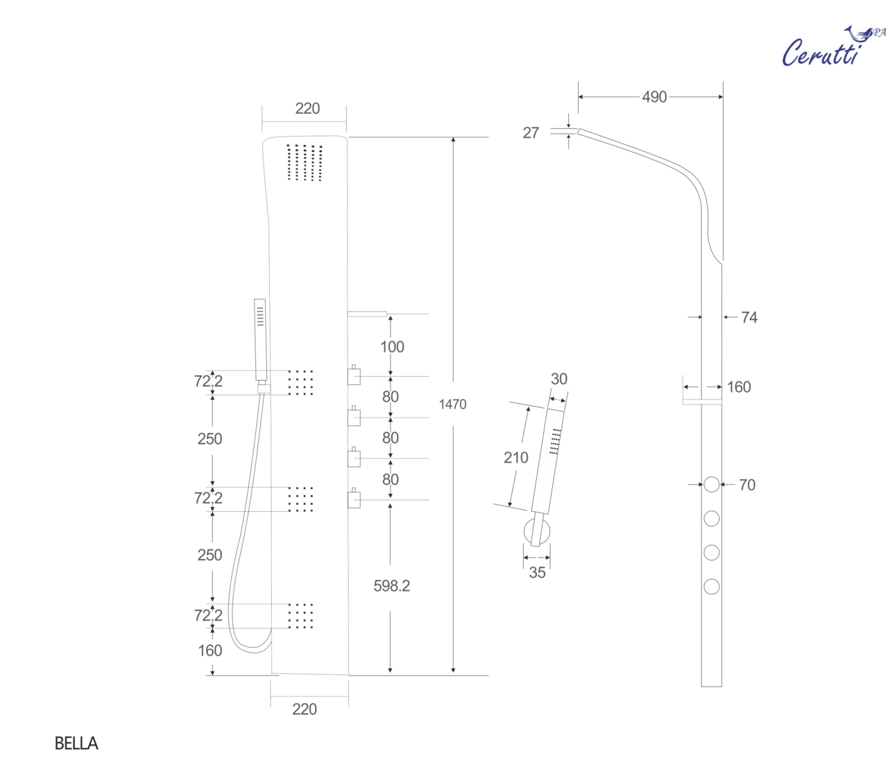 картинка Панель душевая Cerutti SPA BELLA B CT9254 