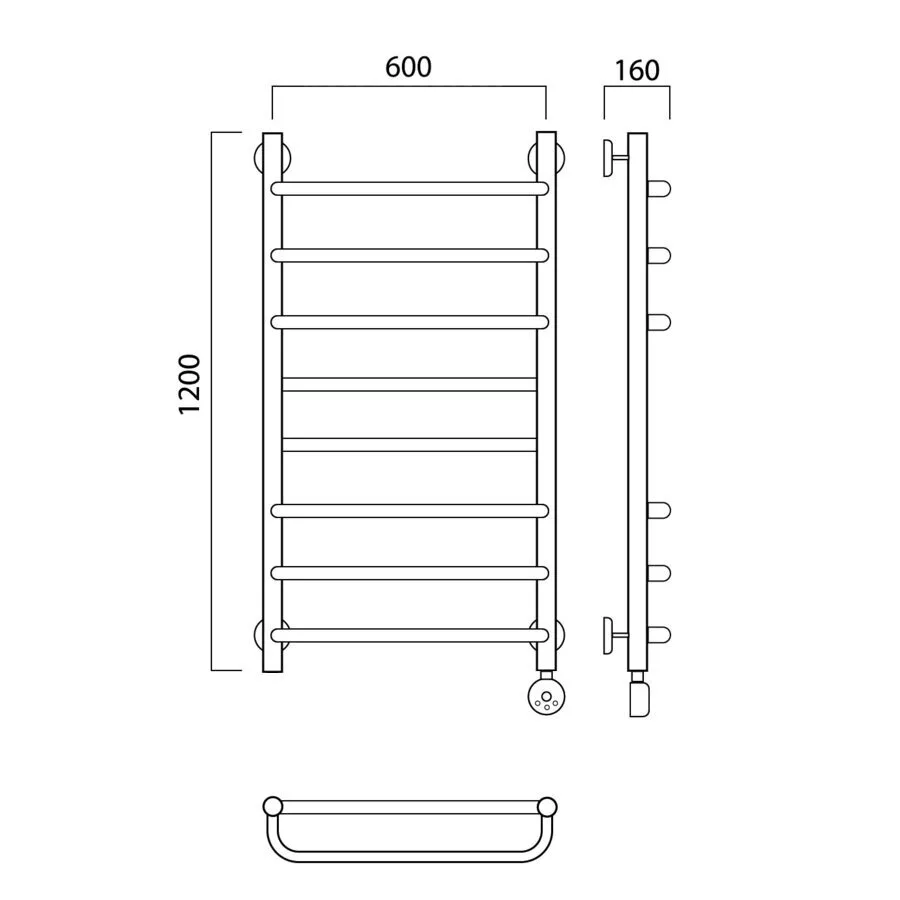 картинка Полотенцесушитель электрический СКОБА-ПРЯМАЯ 120х60 ПРАВЫЙ Aquanerzh 00-03A12060_R 