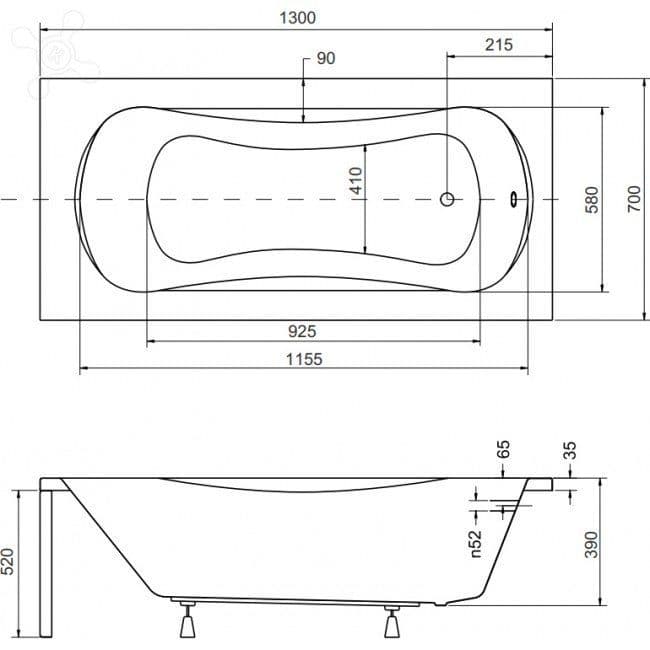 картинка Акриловая ванна Besco Aria 130x70 