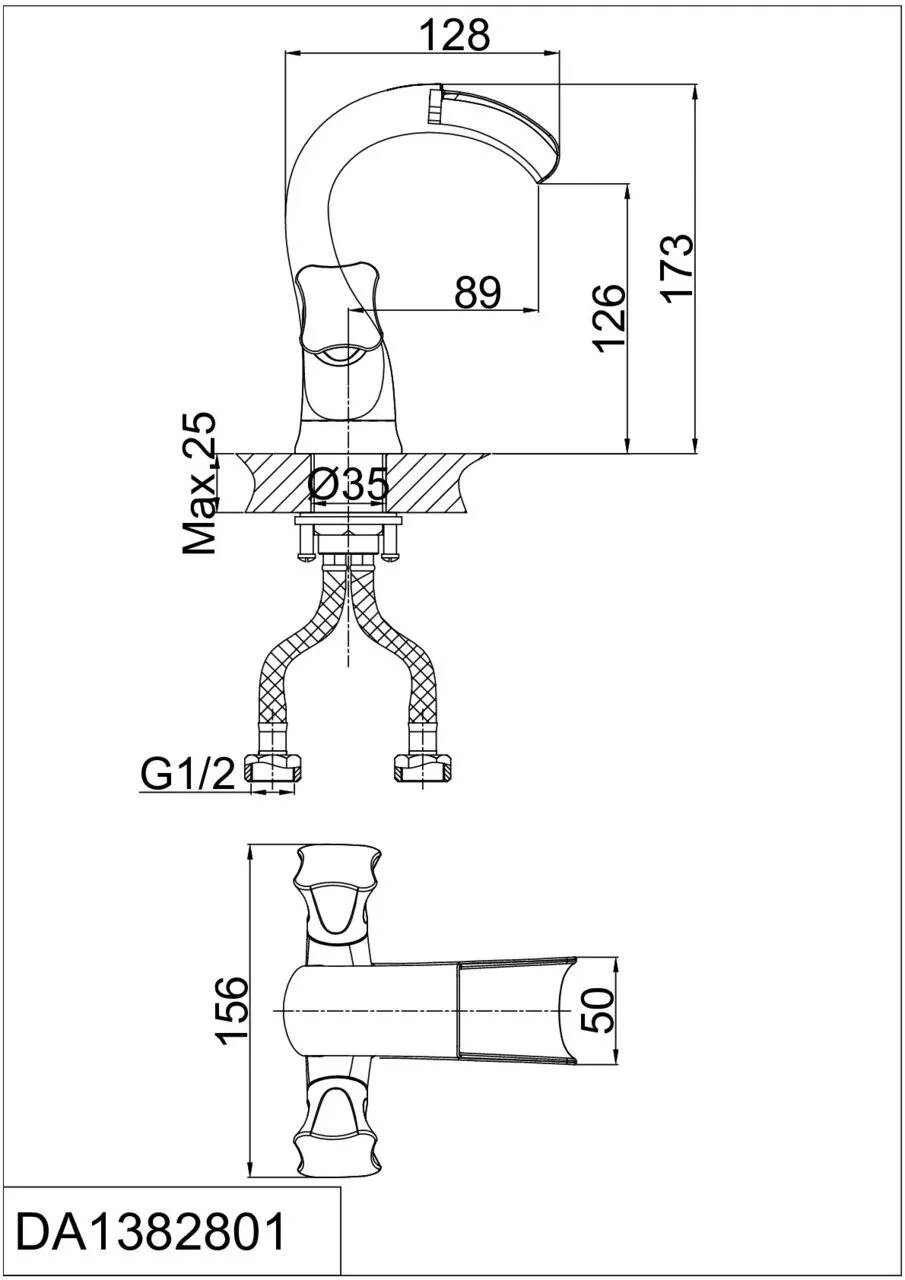 картинка Смеситель для раковины D&K Hessen Grimm DA1382801 