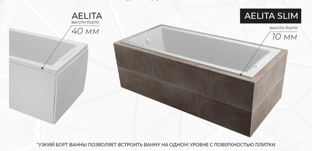 картинка Ванна Marka One AELITA 170x75 Slim с ножками 