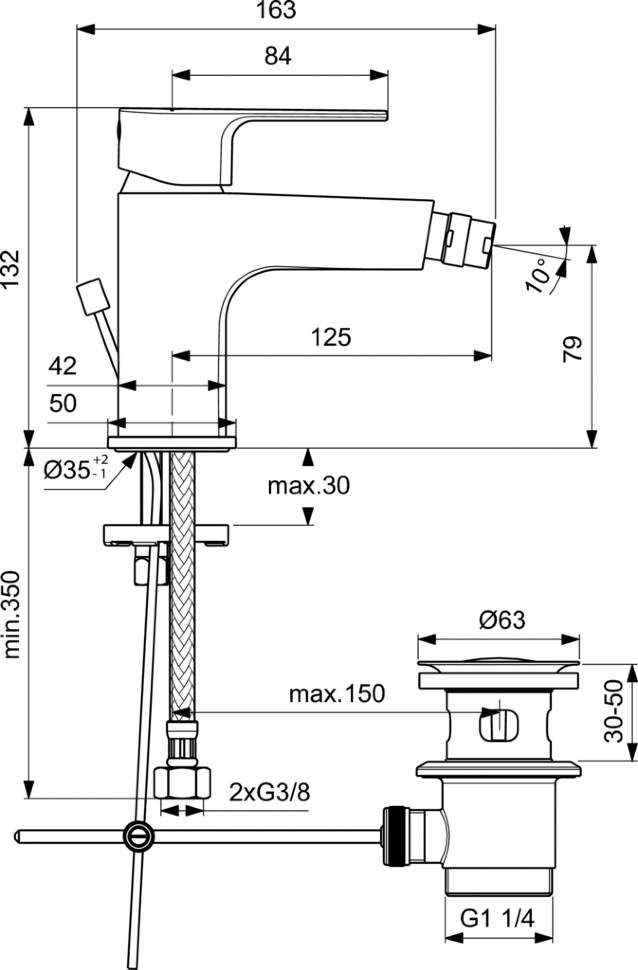 картинка Смеситель Ideal Standard BC691AA для биде 