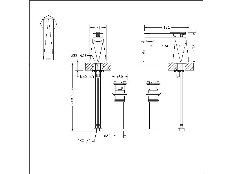 картинка Смеситель для раковины M (Golden) Bravat F118102G-1-ENG 