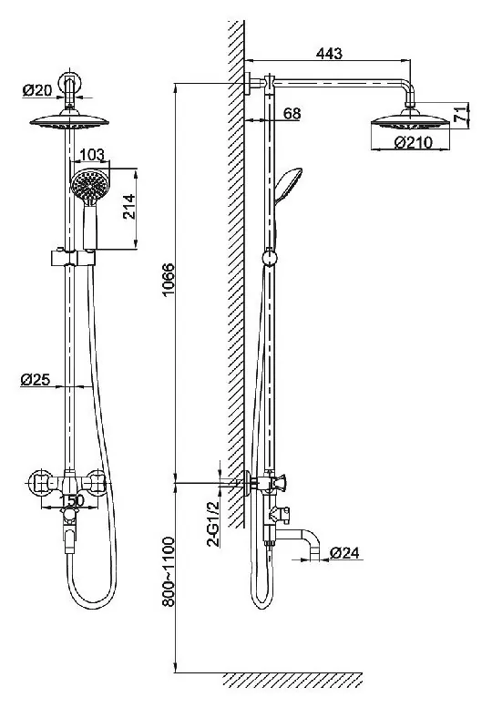 картинка Душевая стойка D&K Hessen Grimm DA1384701E09 