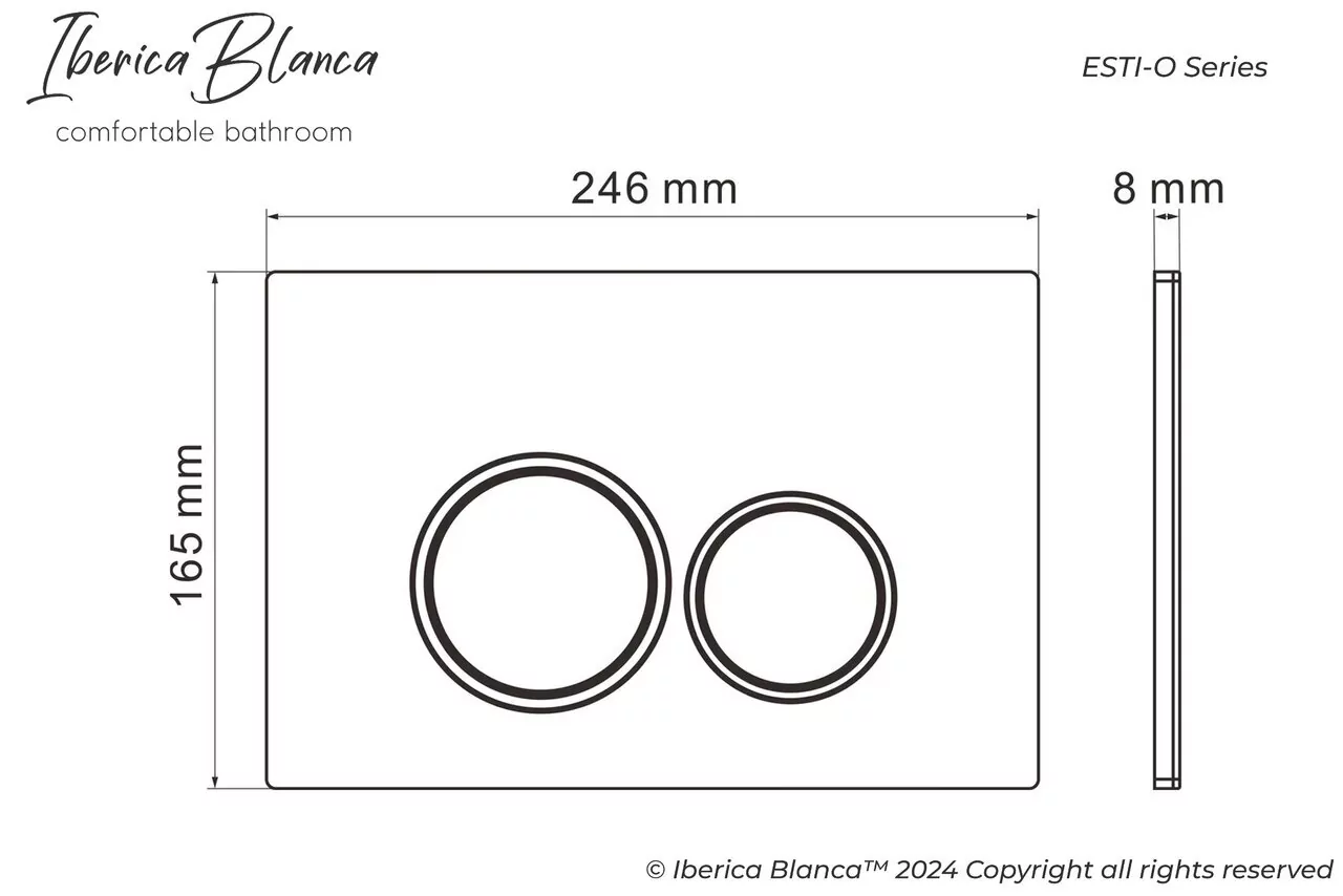 картинка Клавиша смыва 246 х 165 мм Iberica Blanca ESTI-O  белый глянцевый пластик 