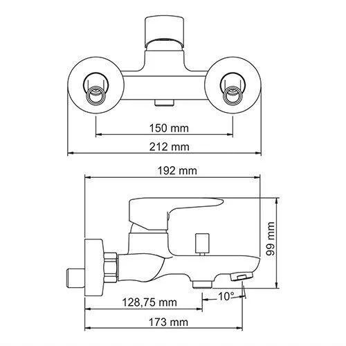 картинка Смеситель для ванны с коротким изливом WasserKRAFT Vils 5601 