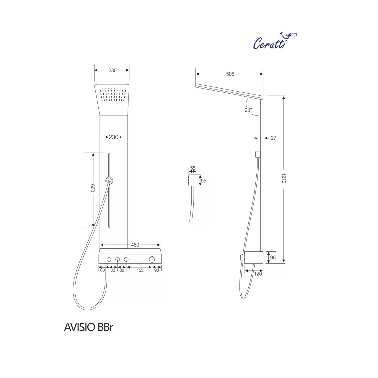 картинка Панель душевая Cerutti SPA AVISIO BBr CT9659 