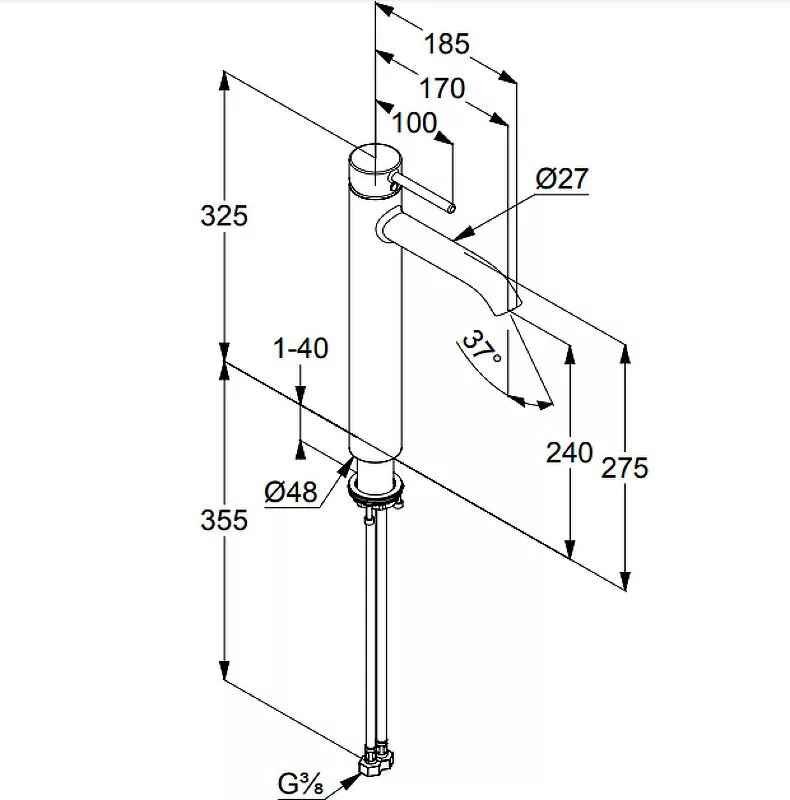 картинка Смеситель для раковины Kludi Bozz 382863976 , черный матовый 