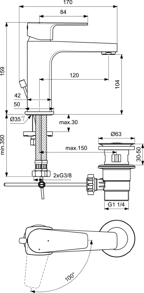 картинка Смеситель Ideal Standard BC688AA для раковины 