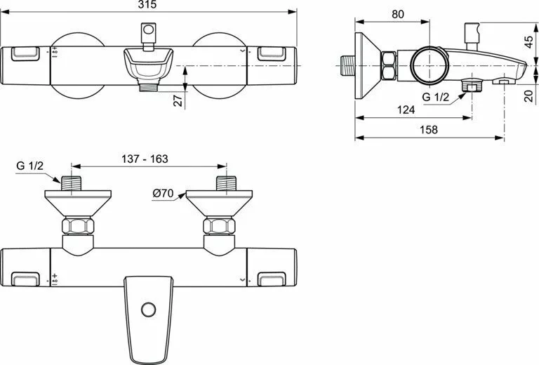 картинка Смеситель Ideal Standard A7206AA для ванны с душем 