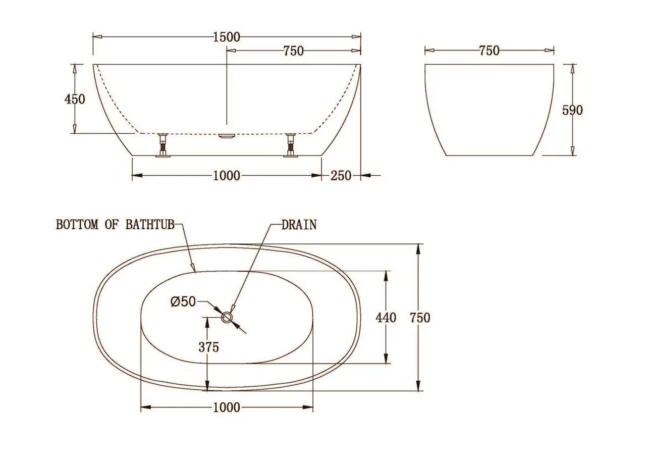 картинка Акриловая ванна без перелива BelBagno BB81-1500-W0 