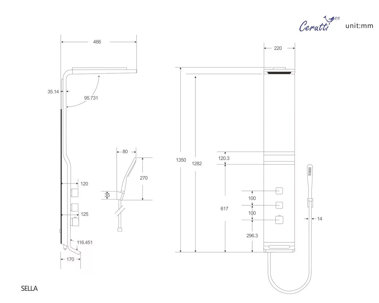 картинка Панель душевая Cerutti SPA SELLA S CT8990 