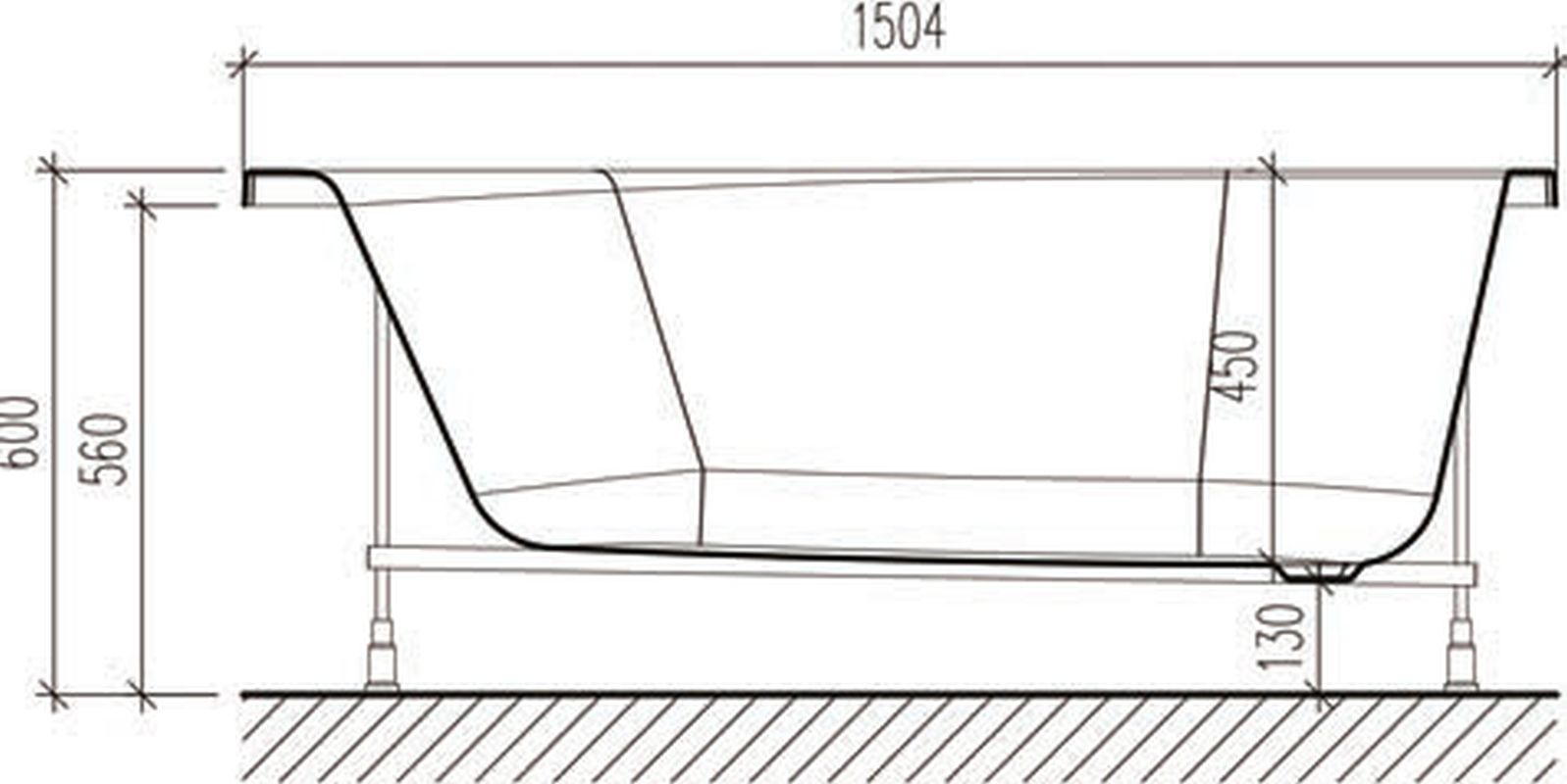 картинка Акриловая ванна Eurolux OBERONY 150x75 с каркасом 