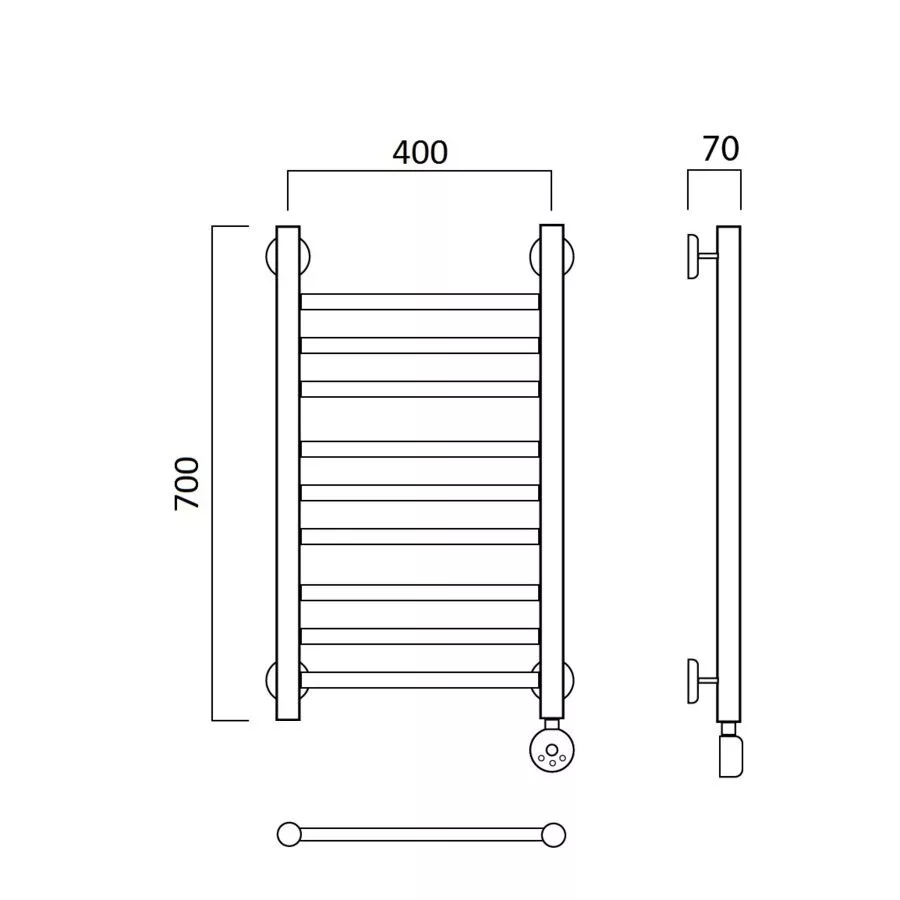 картинка Полотенцесушитель электрический ПРЯМАЯ групповая 70х40 ПРАВЫЙ Aquanerzh 00-12A7040_R 