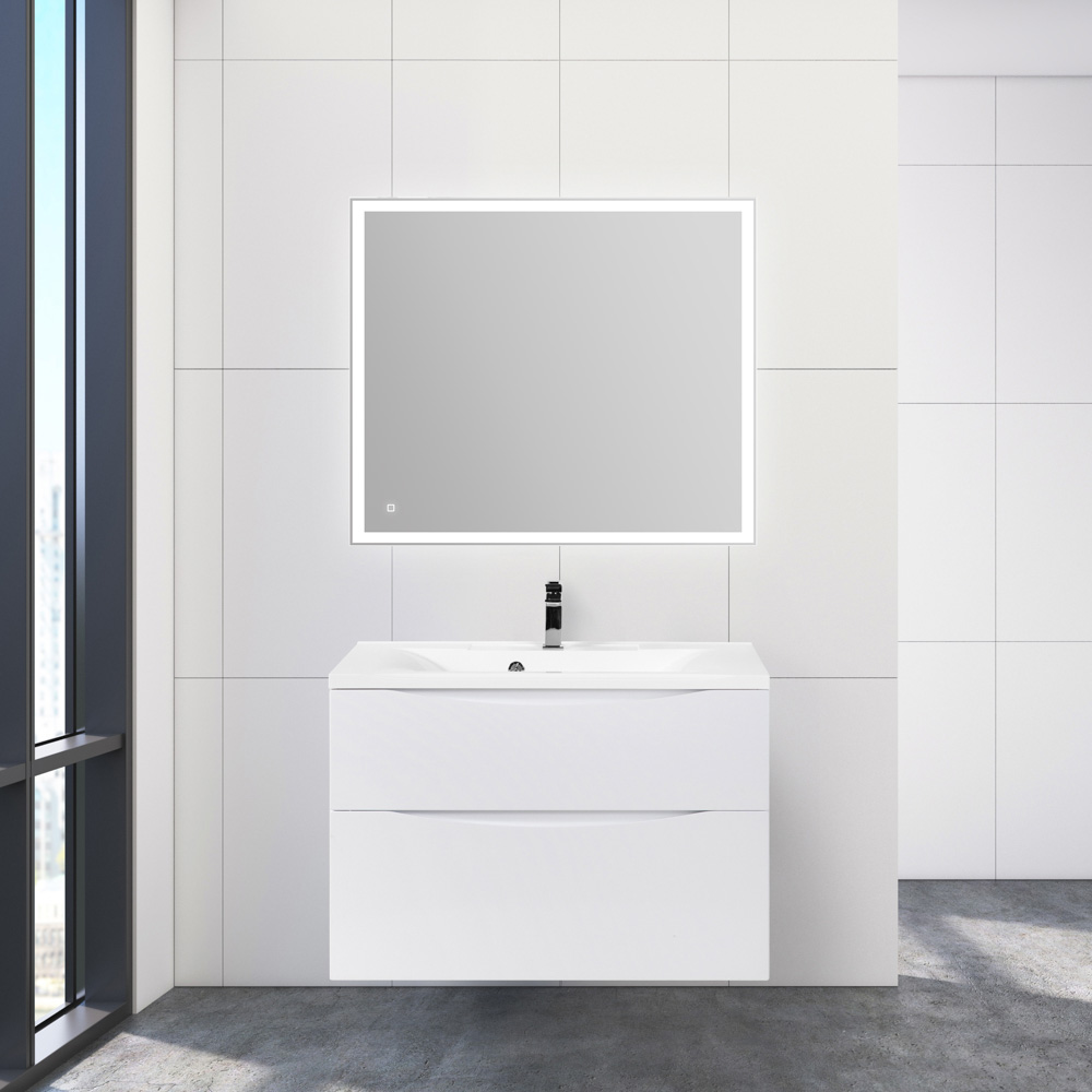 тумба с раковиной belbagno marino 75 bianco lucido