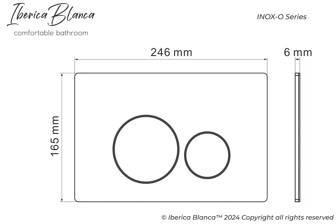 картинка Клавиша смыва 246 х 165 мм Iberica Blanca INOX-O  хром глянцевый нержавеющая сталь 