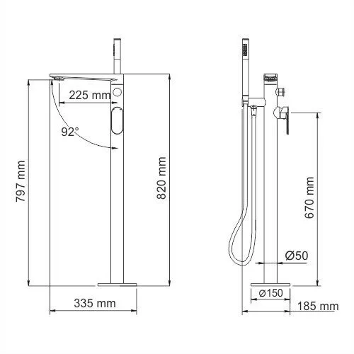 картинка Напольный смеситель для ванны WasserKRAFT Dinkel 5821 