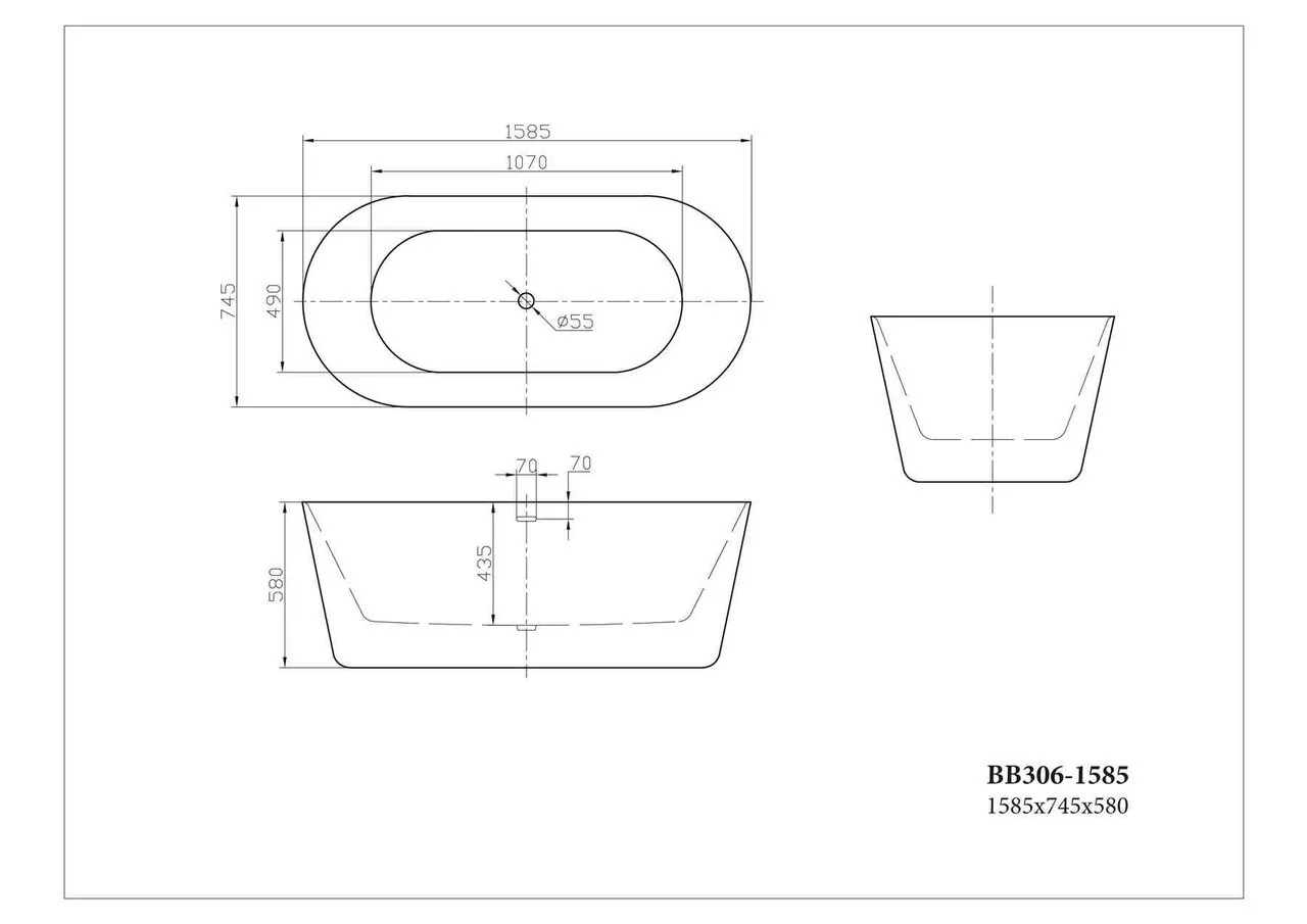 картинка Акриловая ванна BelBagno BB306-1585 