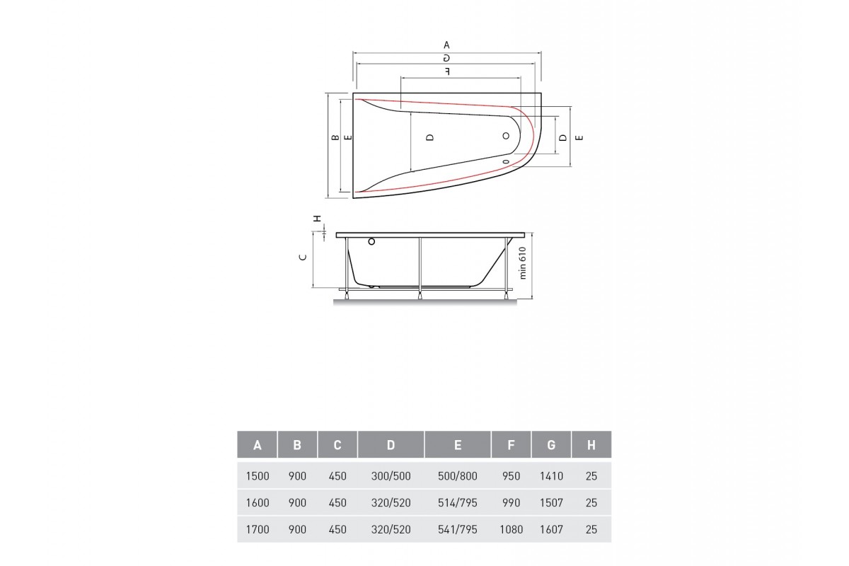 картинка Акриловая ванна Vayer Boomerang 180x100 L с каркасом 