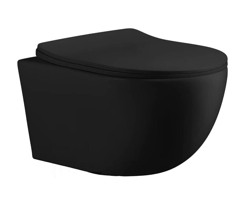 картинка Унитаз Ceruttispa ORLTER Aria MBF подвесной безободковый черный матовый сиденье с микролифтом 