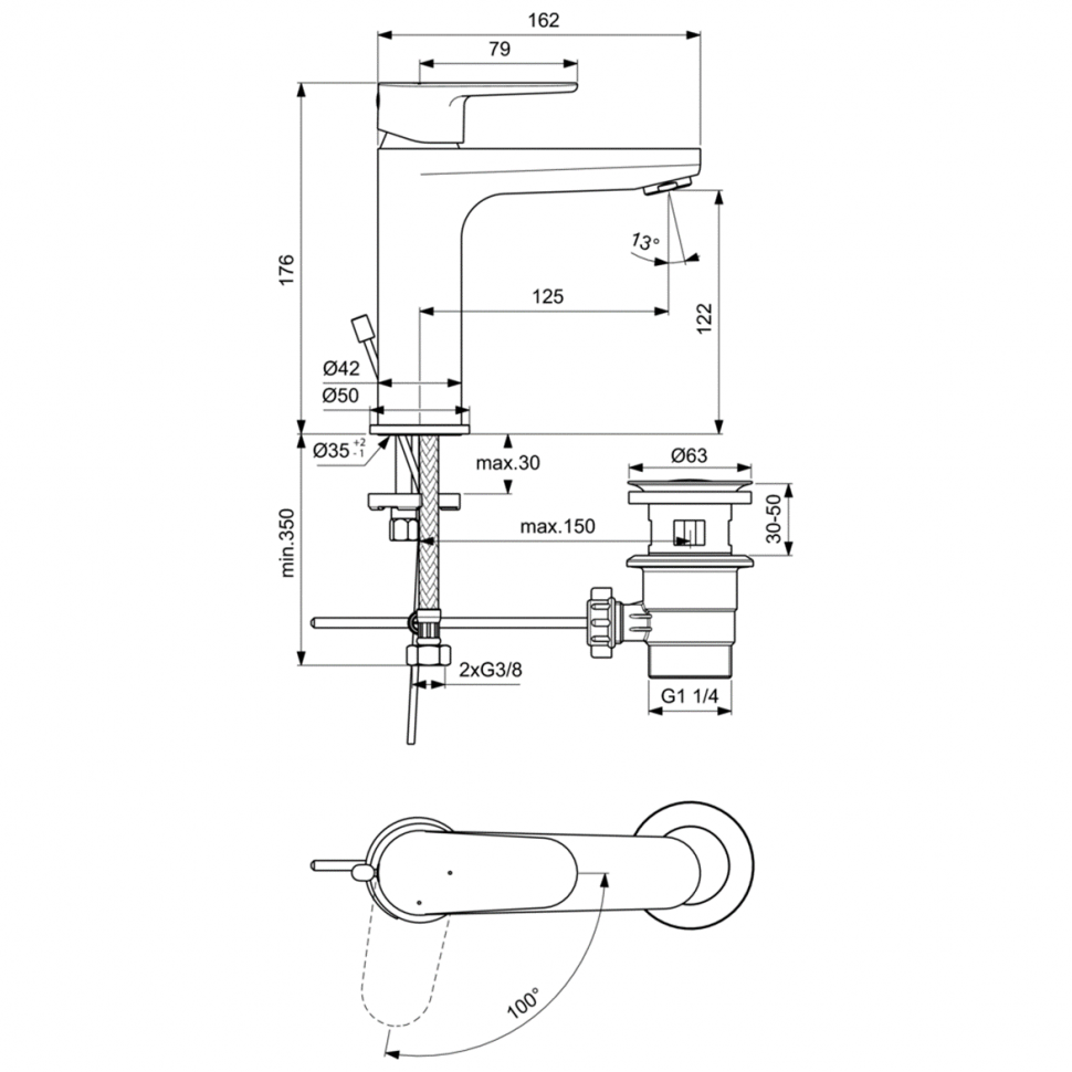 картинка Смеситель для раковины Ideal Standard CERAFINE MODEL O BC701AA 