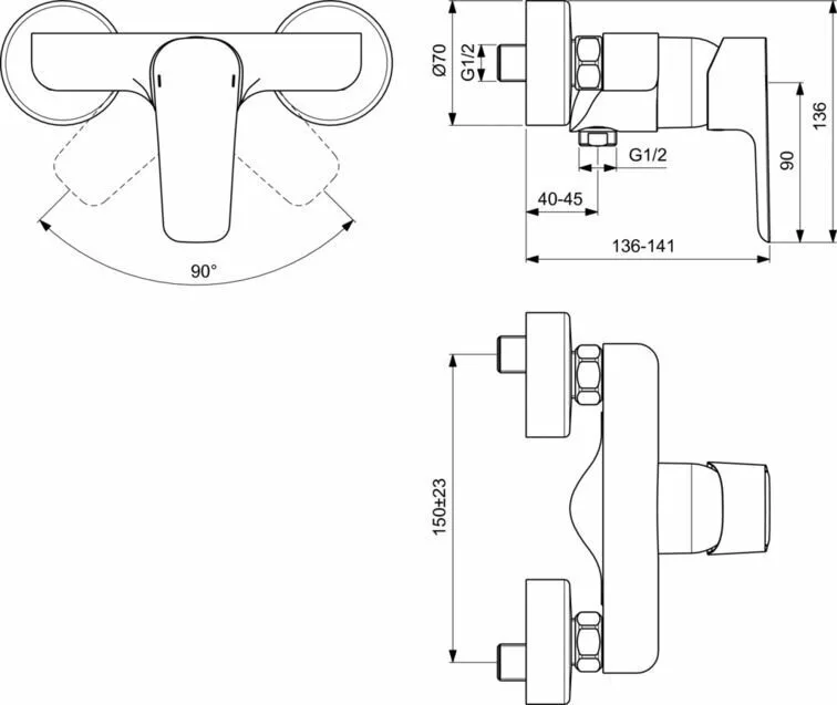 картинка Смеситель Ideal Standard CERAPLAN III B0716AA для душа 