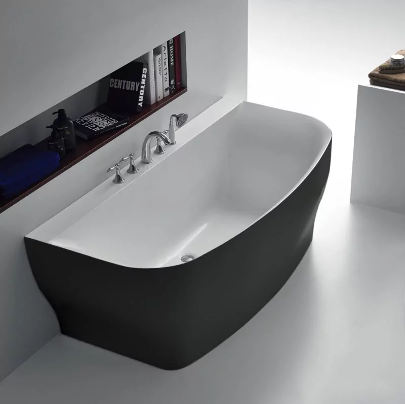 картинка Акриловая ванна без перелива BelBagno BB74-NERO-W0 1650x780x590 