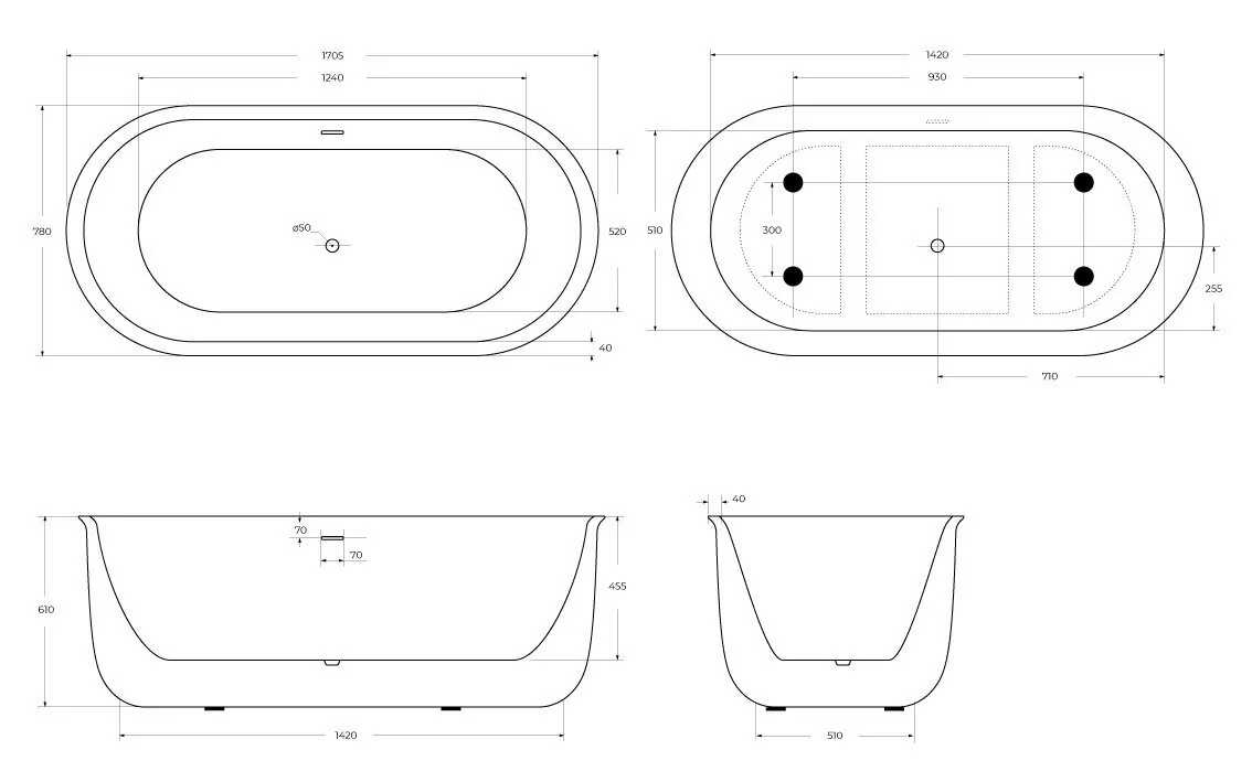 картинка Акриловая ванна BelBagno BB709-1700-780 