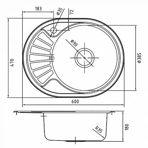 картинка Мойка кухонная из нержавеющей стали IDDIS Suno SUN60PRi77 