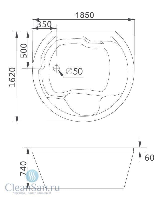 картинка Акриловая ванна Gemy G9053 O 