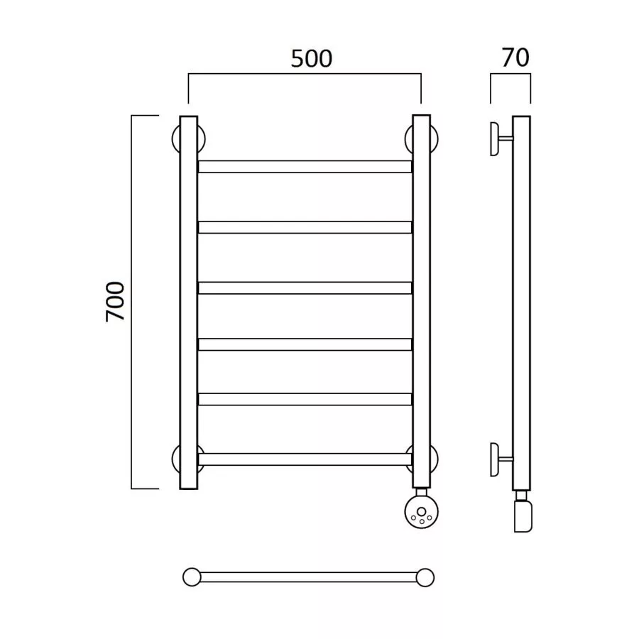 картинка Полотенцесушитель электрический ПРЯМАЯ 70х50 ПРАВЫЙ Aquanerzh 000-10A7050_R 