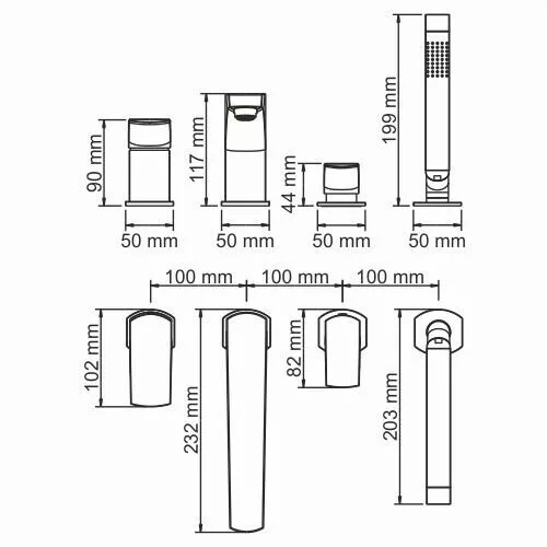 картинка Смеситель на борт ванны, 4 отверстия WasserKRAFT Salm 2755 