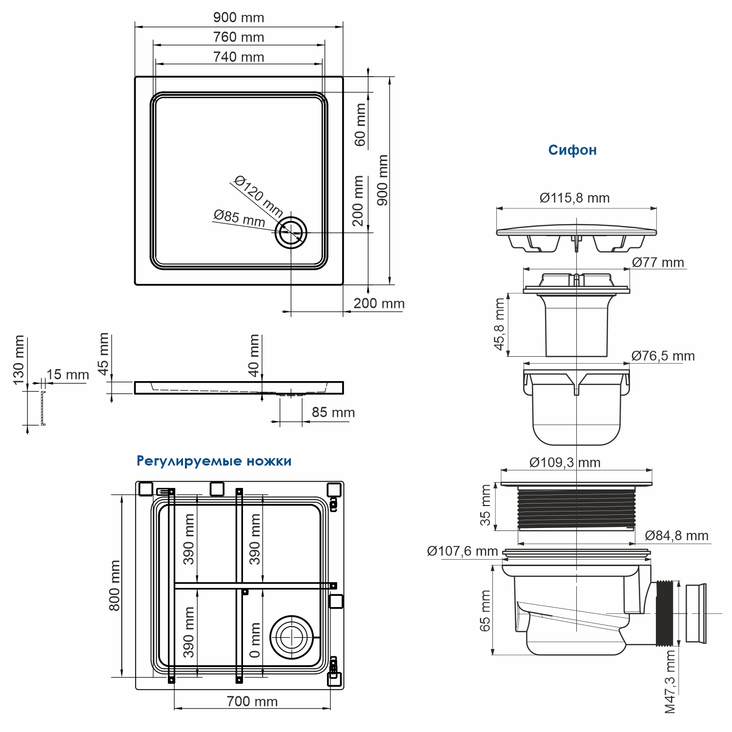 фото Душевой поддон WasserKRAFT Amper 29T03 