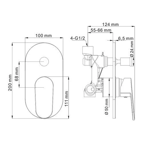 картинка Смеситель для ванны и душа WasserKRAFT Donau 5361 