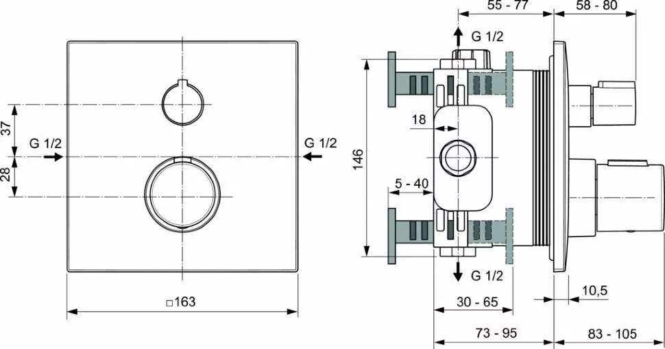 картинка Смеситель для ванны/душа Ideal Standard Ceratherm C100  A7522A2 