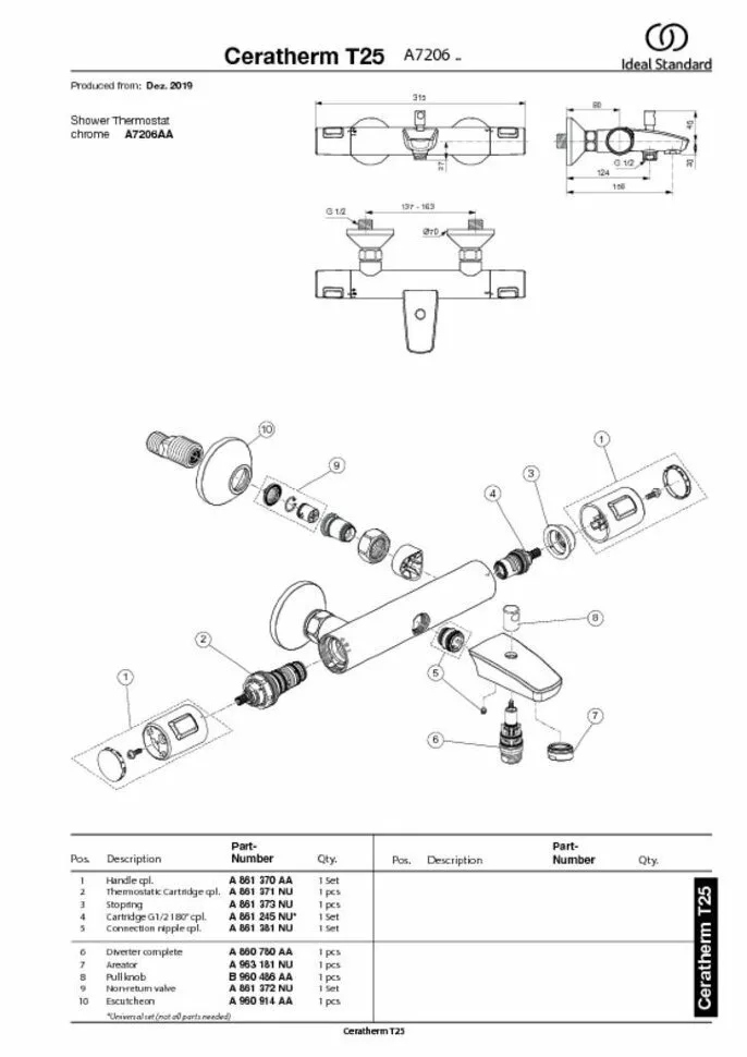 картинка Смеситель Ideal Standard A7206AA для ванны с душем 