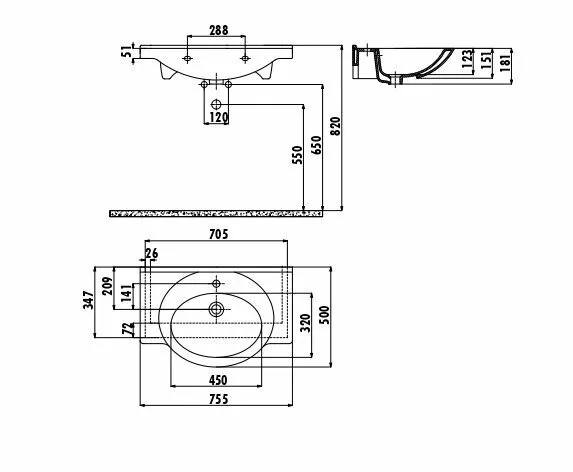 картинка Раковина Creavit ET075 ET075-00CB00E-0000 