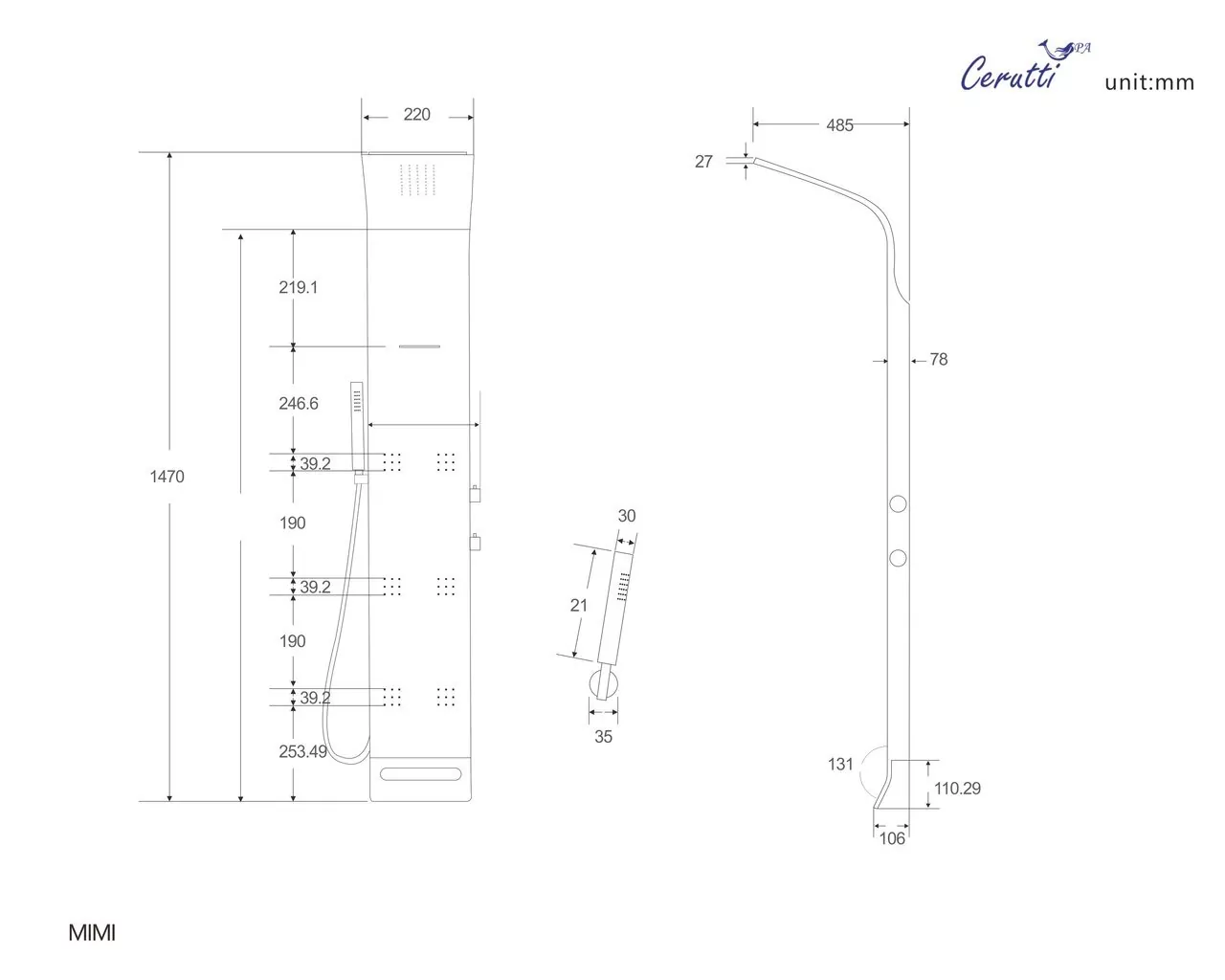 картинка Панель душевая Cerutti SPA MIMI B CT9327 