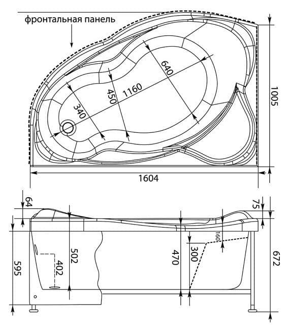 картинка Акриловая ванна Aquanet Jamaica 160x100 L с каркасом 