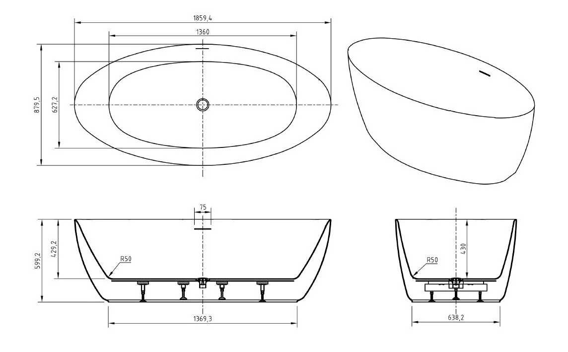 картинка Акриловая ванна BelBagno BB707-1860-880 