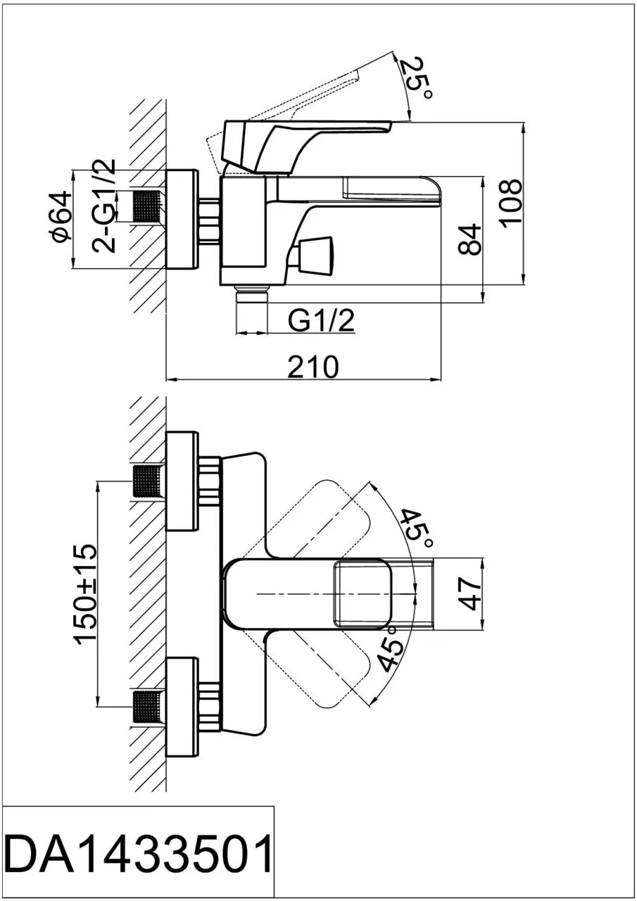 картинка Смеситель для ванны D&K DA1433501 