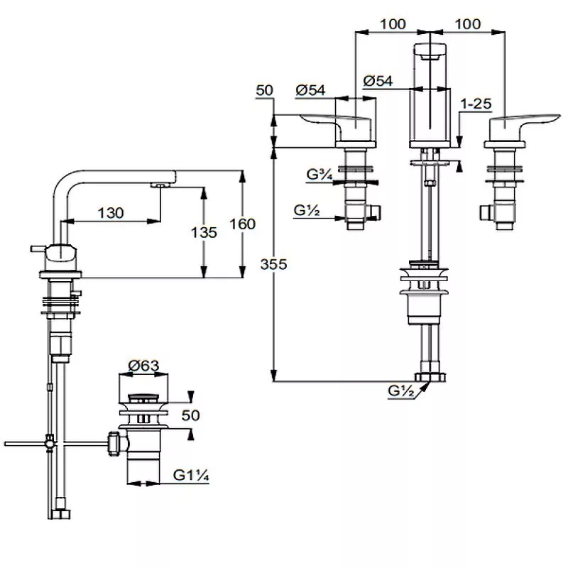 картинка Смеситель для раковины Kludi Pure Solid 343940575, хром 