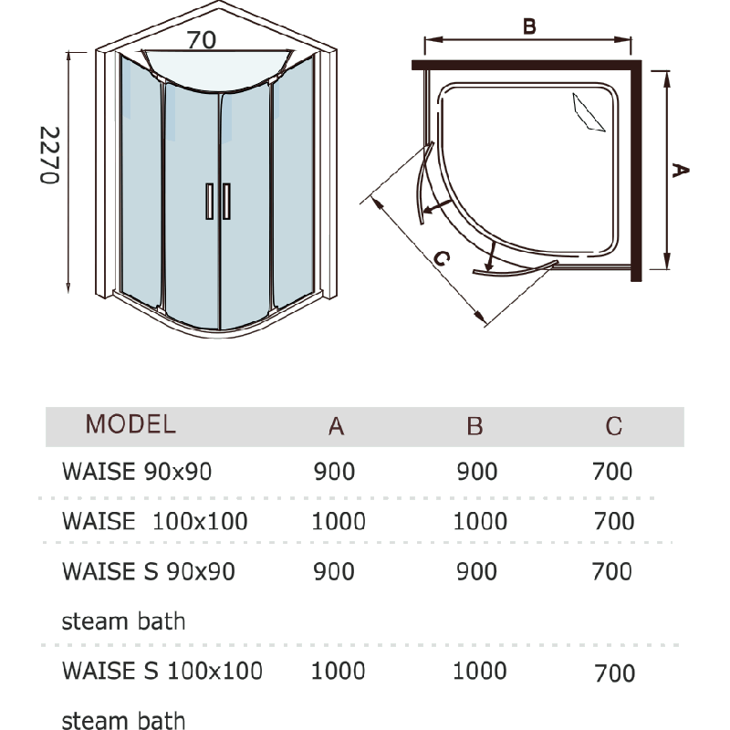 картинка Душевая кабина WeltWasser WAISE 100х100 