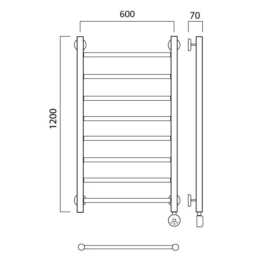 картинка Полотенцесушитель электрический ПРЯМАЯ 120х60 ПРАВЫЙ Aquanerzh 000-10A12060_R 