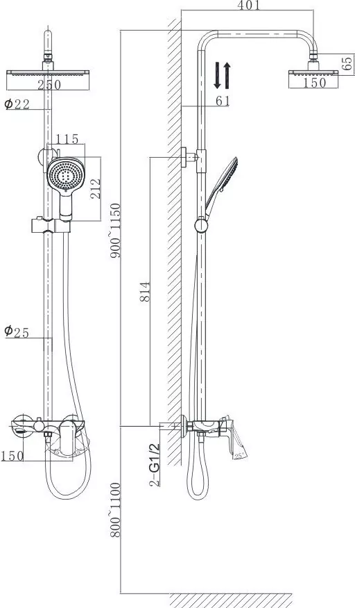 картинка Душевая стойка D&K Baciano DA1033701B14 