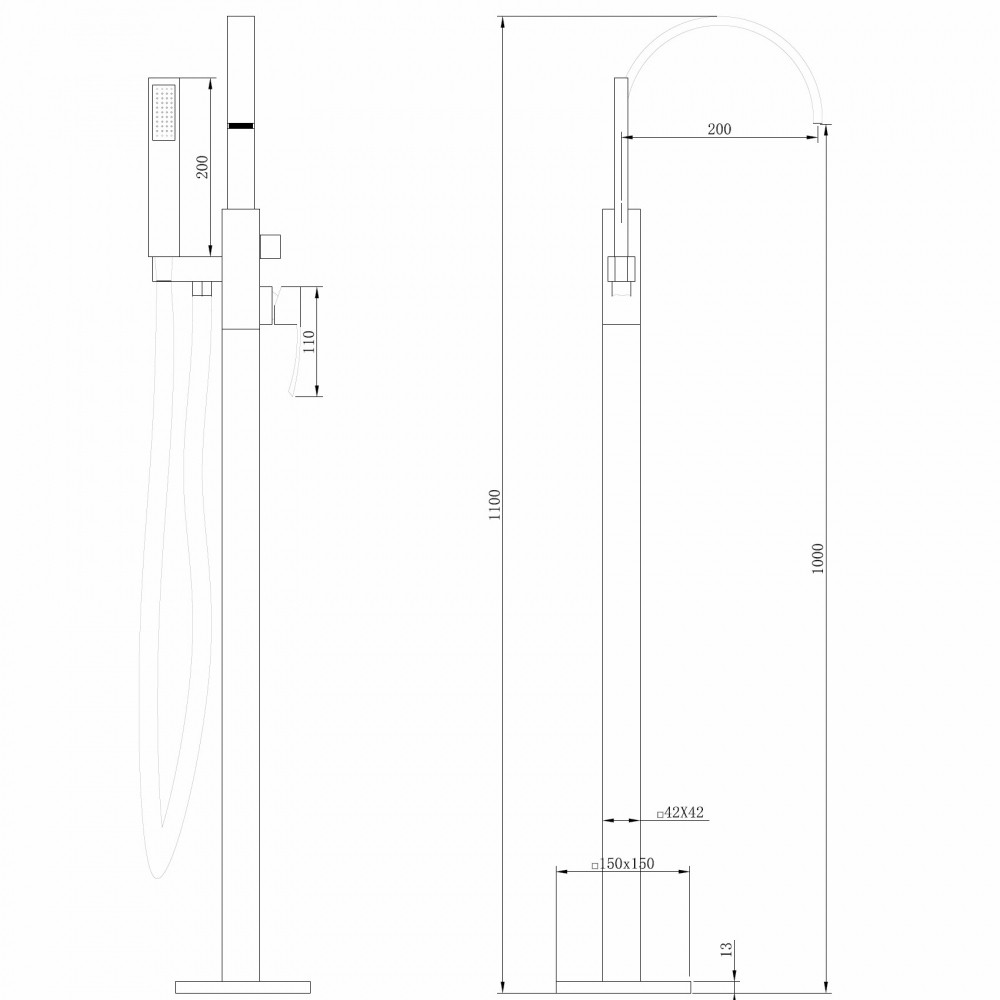 картинка Смеситель ABBER Wasserfall AF8615G напольный золото матовое 