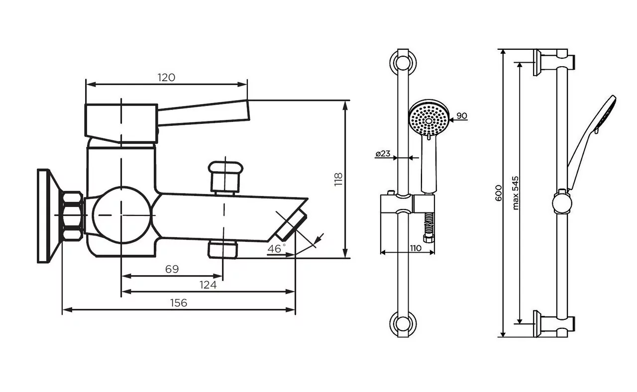 картинка Смеситель для ванны и душа Dorff Logic NEW D0103030SS 