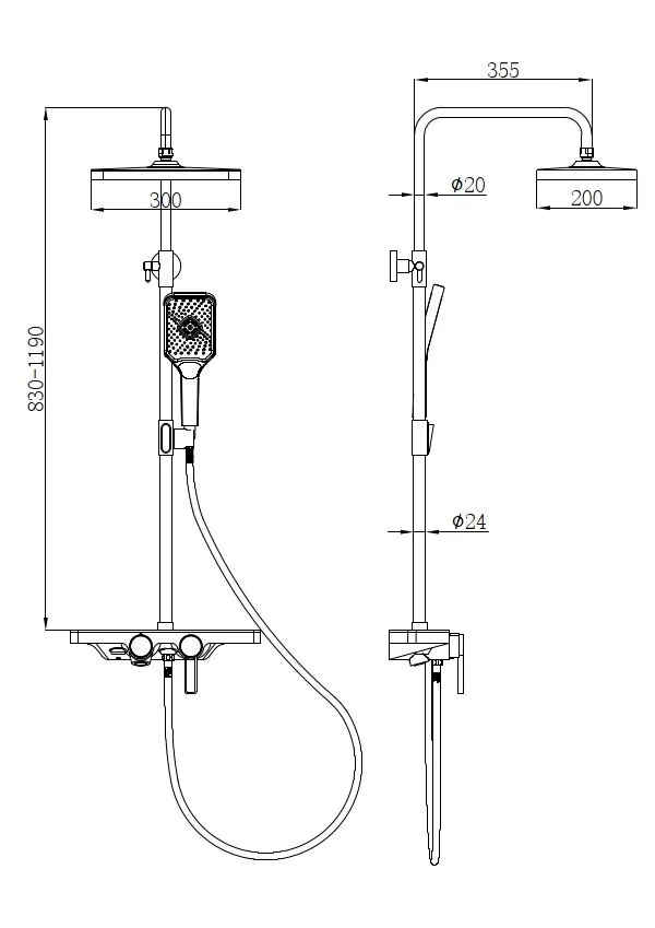 картинка Душевая стойка beWash BV0MMSS6150 со смесителем цвет хром 