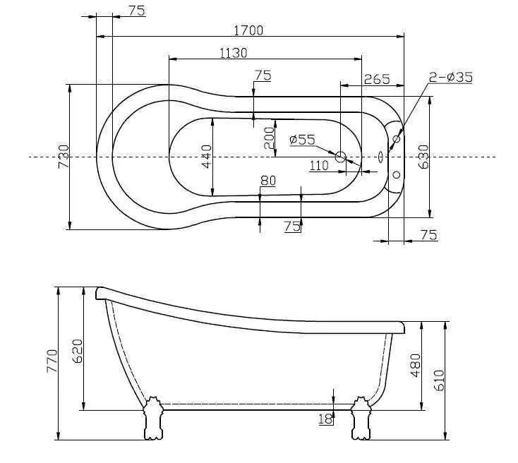 картинка Акриловая ванна BelBagno BB20-1700 